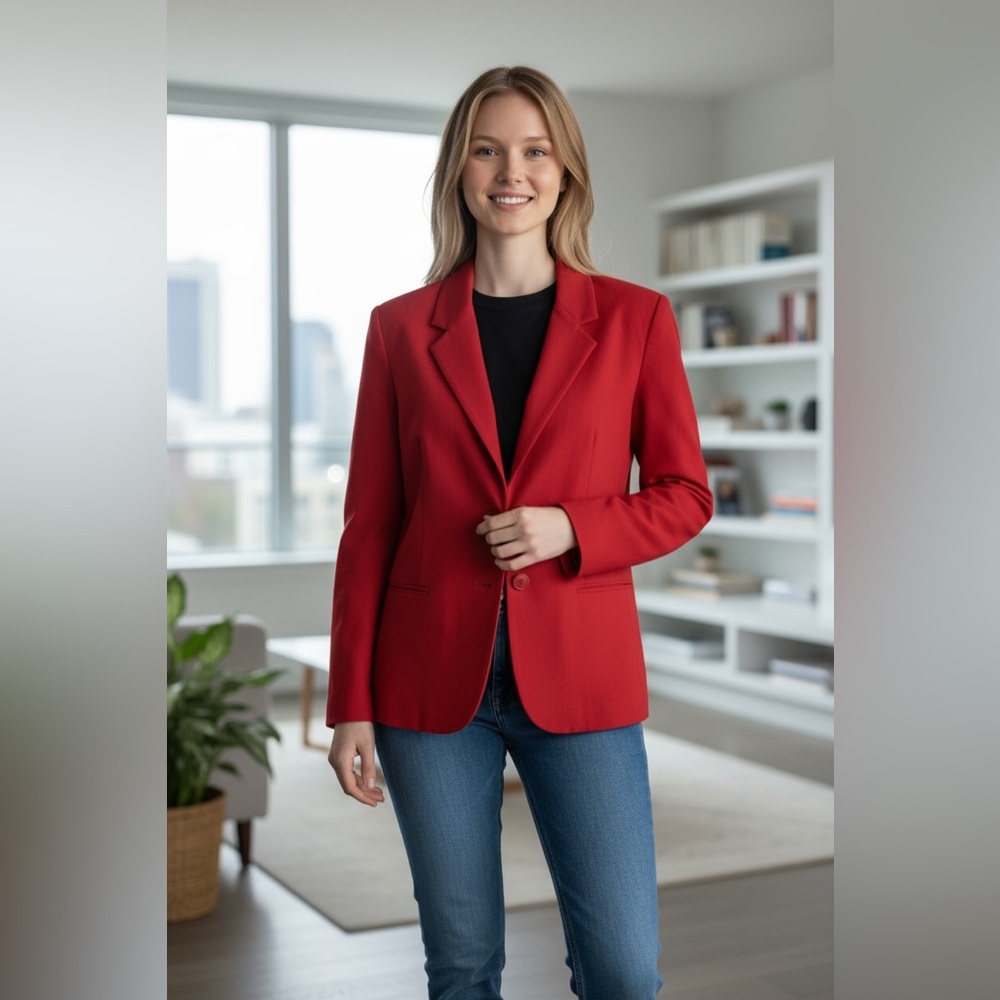Cashmere Red Women's Blazer wool vintage size 8